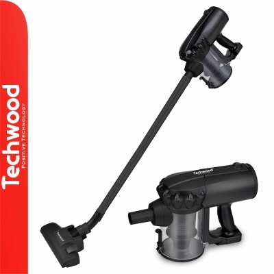 Aspirador de pó sem cabo Techwood preto com tubo longo e escova