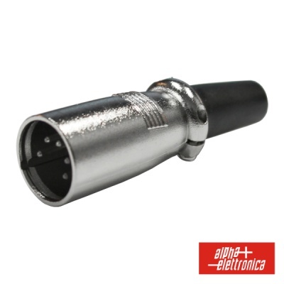 FICHA XLR 5P MACHO NIQUELADA PROTEÇÃO BLOQUEIO