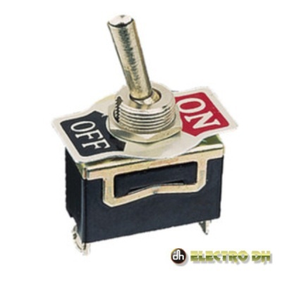 Interruptor basculante preto com etiquetas ON e OFF