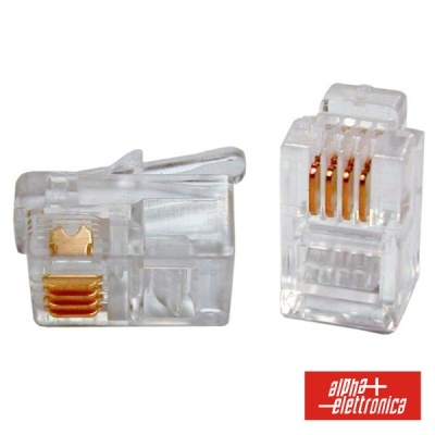 Conector RJ45 transparente com pinos dourados para cabos de rede