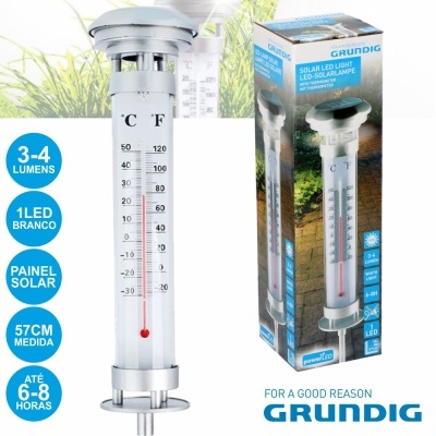 Termómetro exterior branco com LED e caixa de embalagem