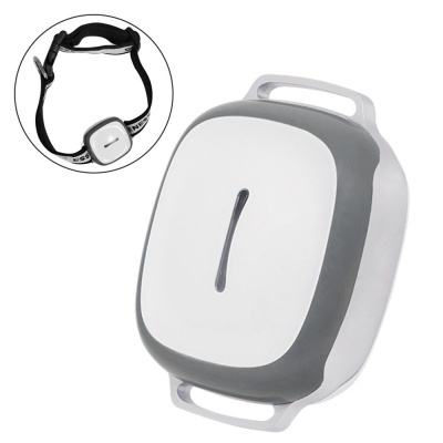 Dispositivo branco com bordas cinzentas e cinto preto com fivela