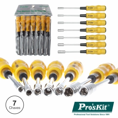 Conjunto de 7 chaves ferraduras para eletrónica com cabos amarelos e pretos