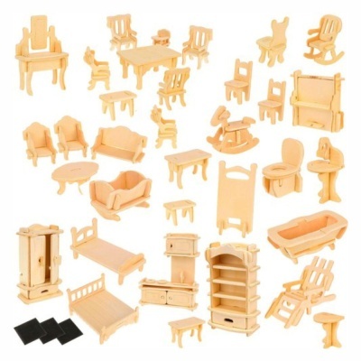 Conjunto de Móveis de Madeira P Casa de Bonecas