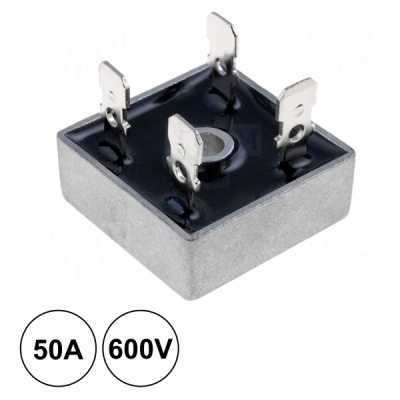 Bridge rectifier metálico com terminais e etiquetas 50A 600V