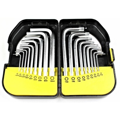 Conjunto de chaves hexagonais em estojo preto e amarelo