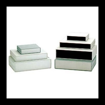 CAIXA ABS 260x180x65MM CINZA CLARO  PRETO