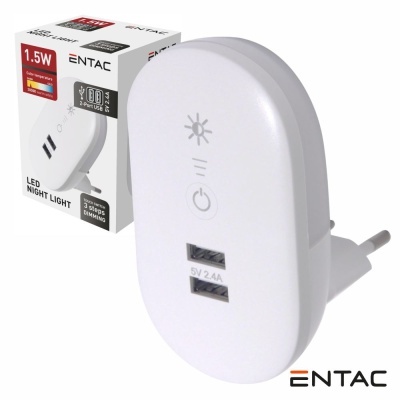 Luz De Presença LED 3000K 230V C 2 Portas USB-A ENTAC
