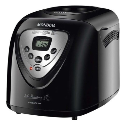 Máquina de fazer pão preta MONDIAL La Panetteria PREMIUM com painel prateado e ecrã digital