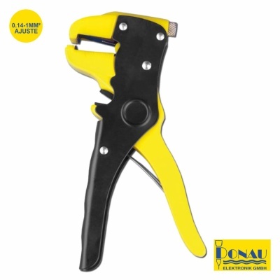 Alicate descarnador de fios amarelo e preto com ajuste 0,14-1MM, logótipo DONAU ELEKTRONIK GMBH