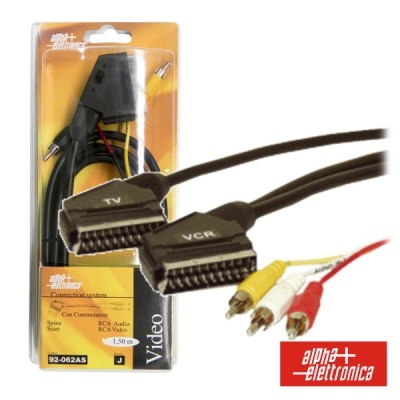 Cabo adaptador SCART para RCA áudio e vídeo alpha elettronica