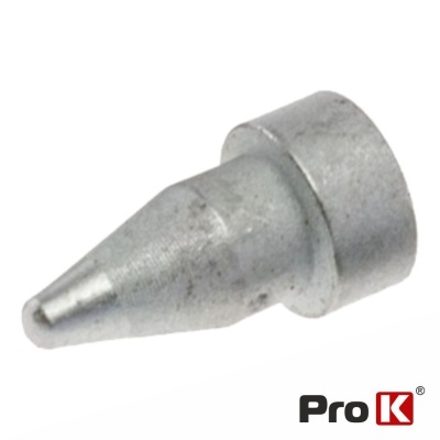 Ponta metálica cónica prateada com base cilíndrica