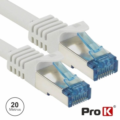 Cabo de rede Ethernet branco com conectores RJ45 com tampa azul