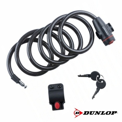Cadeado espiral preto Dunlop com duas chaves e suporte