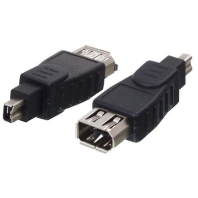 Adaptador USB preto com várias pontas em fundo branco