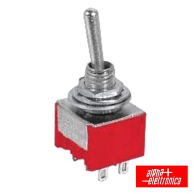 Interruptor de alavanca metálico vermelho com três terminais
