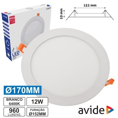 Luz LED embutida redonda branca de 170 mm da avide com embalagem
