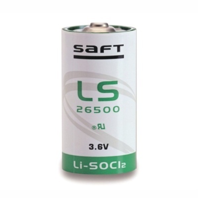 Bateria cylindrical Saft LS 26500 verde e branca