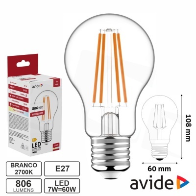Lâmpada LED E27 Globo Filamento 7W 230V 2700K 806lm AVIDE