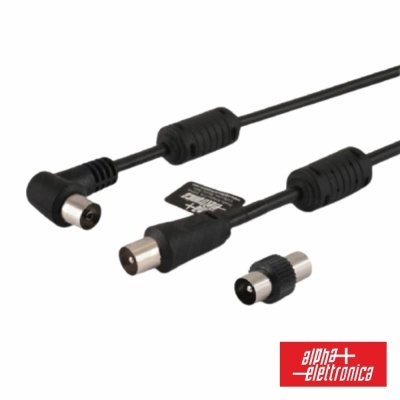 Cabo Coaxial Macho  Fêmea 90º Preto 2m C Filtro ALPHA