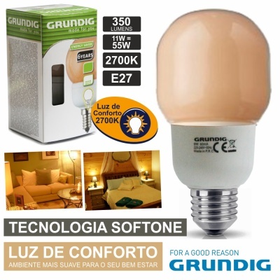 LÂMPADA E27 11W=55W 230V ECO TEC. SOFTONE 350LM GRUNDIG