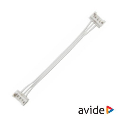 Cabo branco com conetores de 4 pinos em ambas extremidades e logótipo avide