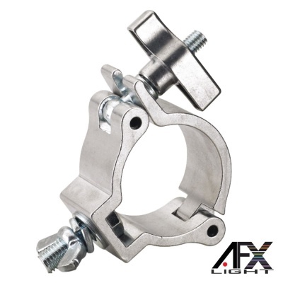 Abraçadeira metálica prateada com parafusos e logótipo AFX LIGHT