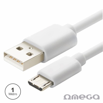 CABO USB-A 2.0 MACHO  MICRO USB-B MACHO 1M BRANCO OMEGA