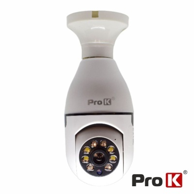 Câmara de vigilância Pro K branca com LEDs ao redor da lente