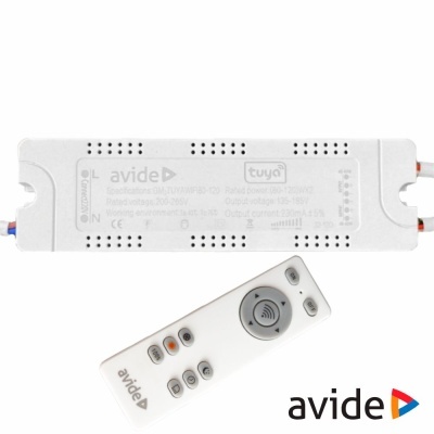 Módulo eletrónico branco avide com controlador remoto branco com botões para sistema Tuya