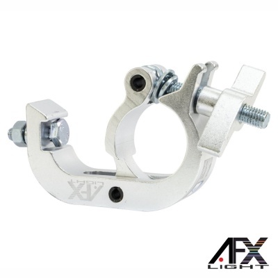 Abraçadeira metálica prateada com parafuso e marca AFX