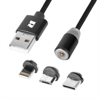 Cabo USB-A 2.0 Macho  MicroUSBUSB-CLightning 1m Preto