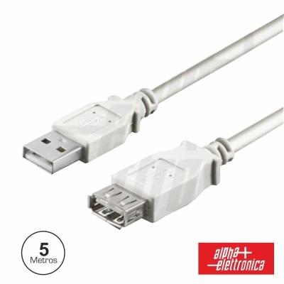 CABO USB-A 2.0 MACHO  USB-A FÊMEA 5M BRANCO POLYBAG