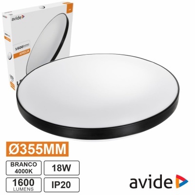 Aplique LED Redondo 18W 355mm 4000K 1600lm Amelia AVIDE