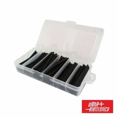 Estojo com tubos termo retráteis pretos organizados