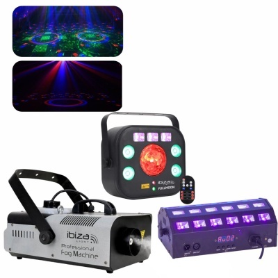 Barra LEDs UV Projetor 5 em 1 e Máquina de Fumos DMX 1200W