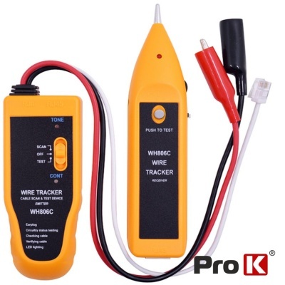Kit rastreador de cabos elétricos amarelo e preto ProK WH806C com cabos e terminais variados