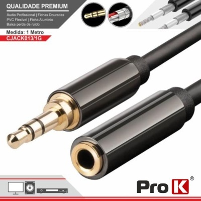 CABO JACK 3.5MM MACHO  JACK 3.5MM FEMEA 1M ST PROK