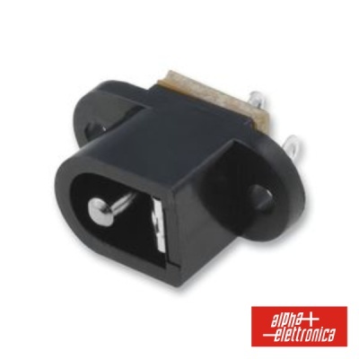 Conector elétrico preto com dois pinos metálicos