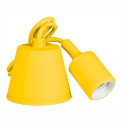 Luminária pendente amarela com cabo e abajur da mesma cor