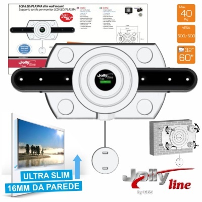 Suporte de parede para monitor LCD/LED/PLASMA Jolly preto e branco