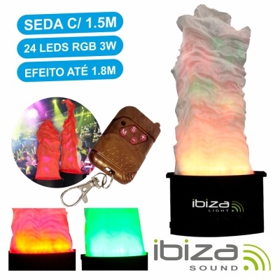 Luz decorativa Ibiza Sound com tecido em seda e LEDs RGB com comando remoto e base preta