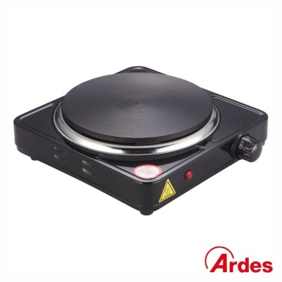 Fogão elétrico portátil Ardes preto com placa de ferro e controlo