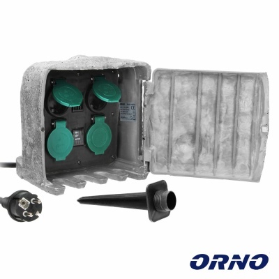 Extensão Elétrica 4x Schuko IP44 Exterior 3m Estilo Pedra