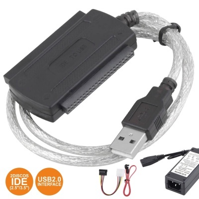 CABO USB-B MACHO P 2 DISCOS IDE C ALIMENTAÇÃO