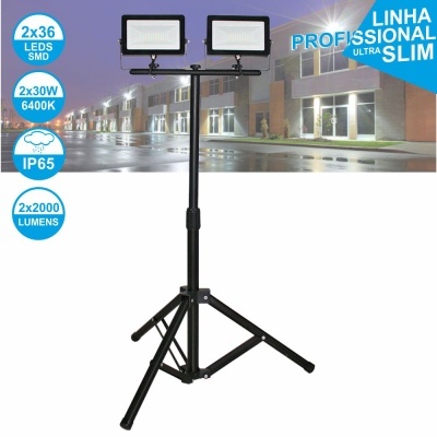 FOCOS LED 2X30W 230V BRANCO FRIO 4000LM C TRIPÉ