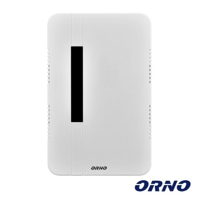 Dispositivo eletrónico branco ORNO com painel preto vertical e logótipo