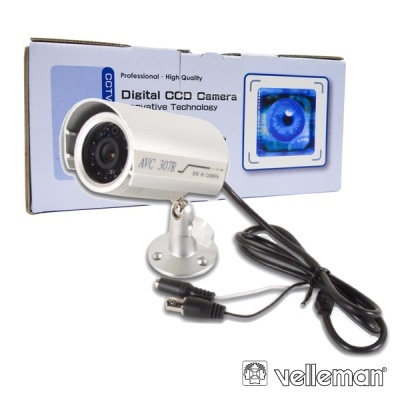 CÂMARA PRETOBRANCO CILÍNDRICA C 12 LEDS E IR VELLEMAN