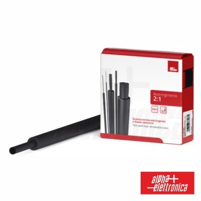 Embalagem branca e vermelha com tubo termorretrátil preto