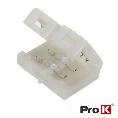 Conector plástico branco para fitas LED com 2 pinos, marca Pro K